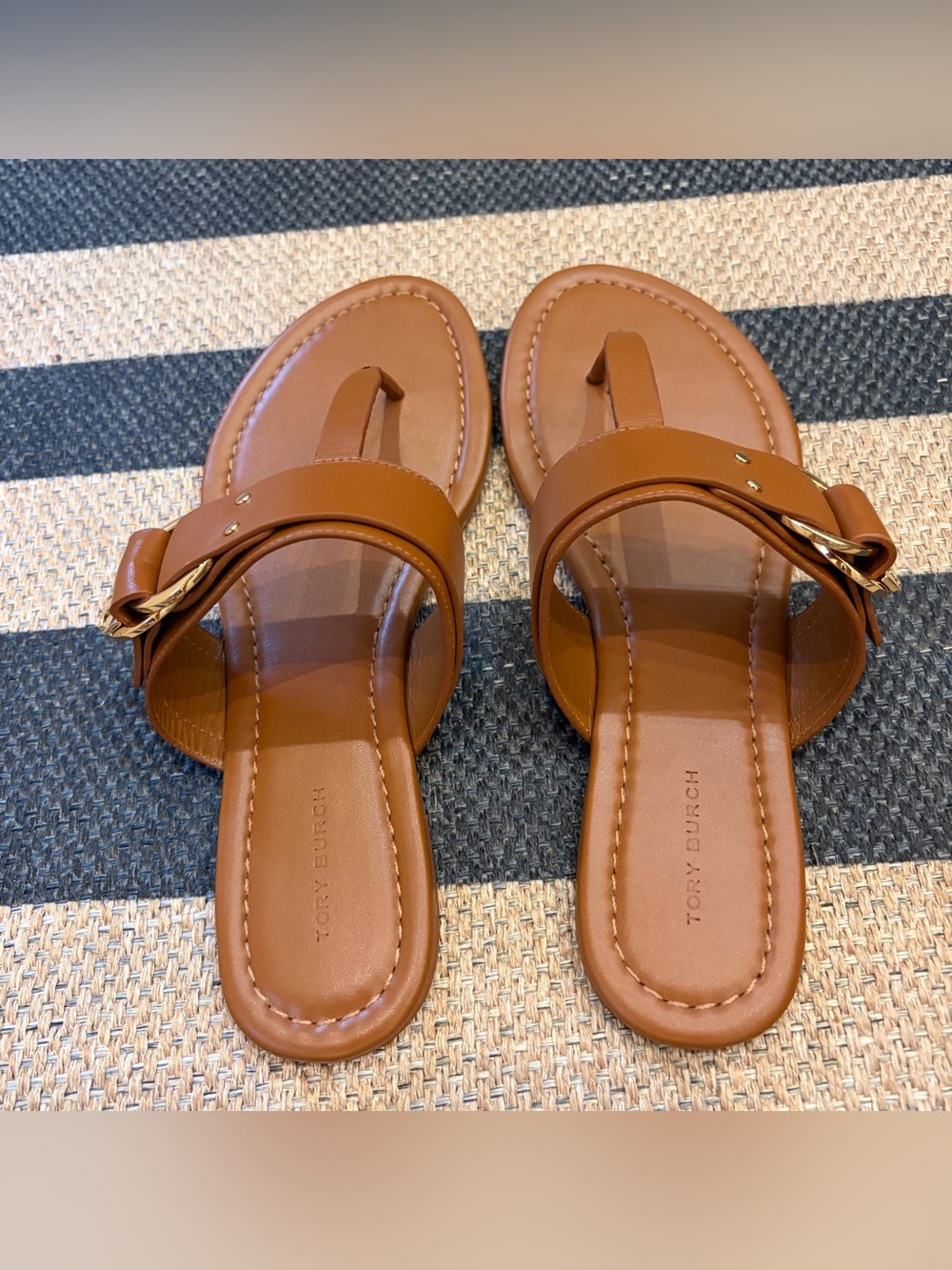 NWT Tory Burch Marsden Flat Thong Sandal in Tan Leather - Picture 8 of 8